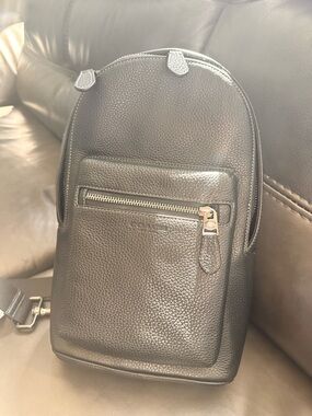 Coach Men’s west pack Black Leather Sling Backpack
